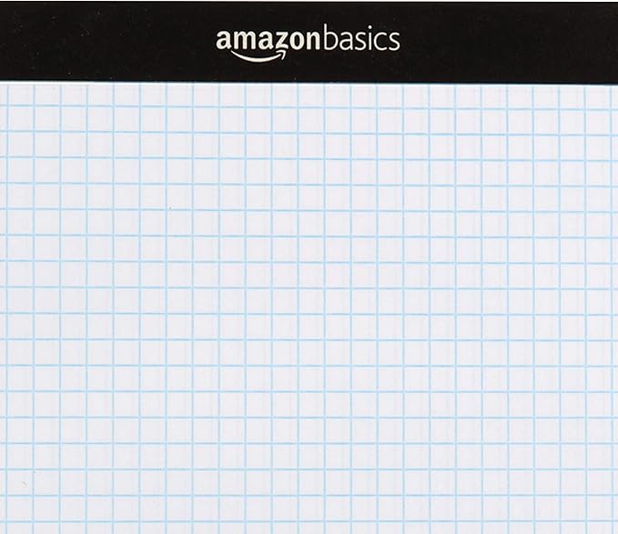 Amazon Basics Quad Ruled Graph Paper Pad, 600 Sheets, 6 pack of 100 Sheets, White, Letter Size 8.5 x 11-inch