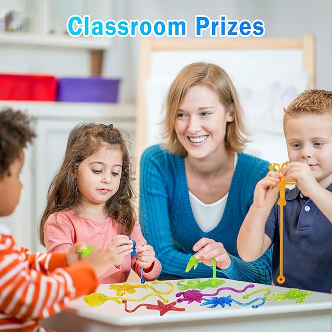 42PCS Sticky Hands Bulk Ocean Animal Party Favors for Kids Stretchy Sticky Hand Fidget Toys Goodie Bag Stuffers Treasure Box Toys for Classroom Prizes Birthday Party Supplies Easter Basket Stuffers