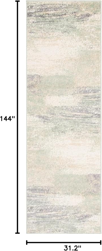 SAFAVIEH Adirondack Collection Runner Rug - 2'6" x 12', Ivory & Sage, Modern Abstract Design, Non-Shedding & Easy Care, Ideal for High Traffic Areas in Living Room, Bedroom (ADR112W)