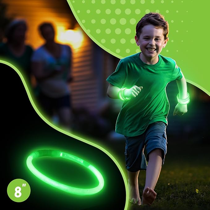 8" Glow Stick Bracelets - Bulk 50 Pack (Green)