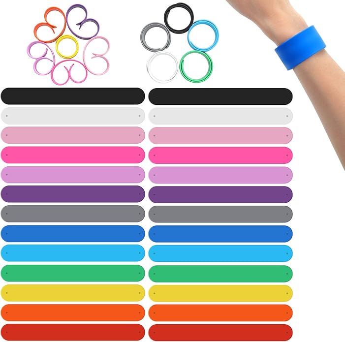 26 Pieces Rainbow Silicone Slap Bracelets, Soft and Safe Blank Silicone Slap Bracelet for Adults and Teens, Families Craft Kit Party Favors, 13 Colors