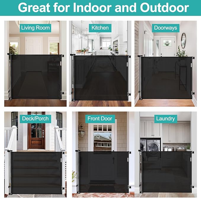 42 Inch Extra Tall Retractable Dog Gate Babies and Dogs Can't Get Under The Gate 55" Wide Retractable Baby Gates Extra Tall Baby Gate for Doorway Extra Tall Pet Gate Extra Tall Dog Gate for The House