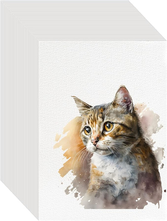 50PCS 5x7 Watercolor Paper Bulk, 140lb/300g Cold Press Thick Water Color Paper Pad for Kid Child Adult, White Art Paper for Drawing Painting Markers Gouache, Textured Cotton Paper Sheets