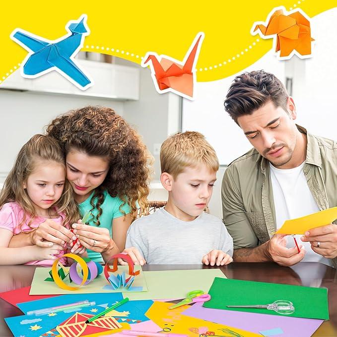 3 otters 200 Sheets Colored Card Stock, 180 GSM 10 Colors Construction Paper for Scrapbook, School Office Supplies