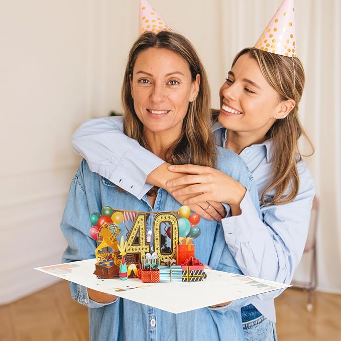 40th Birthday Card for Men Women, 3D Pop Up 40th Birthday Gifts Cards for Him Her, Back In 1985 Funny 40 Year Old Birthday Decorations, Classy Vintage