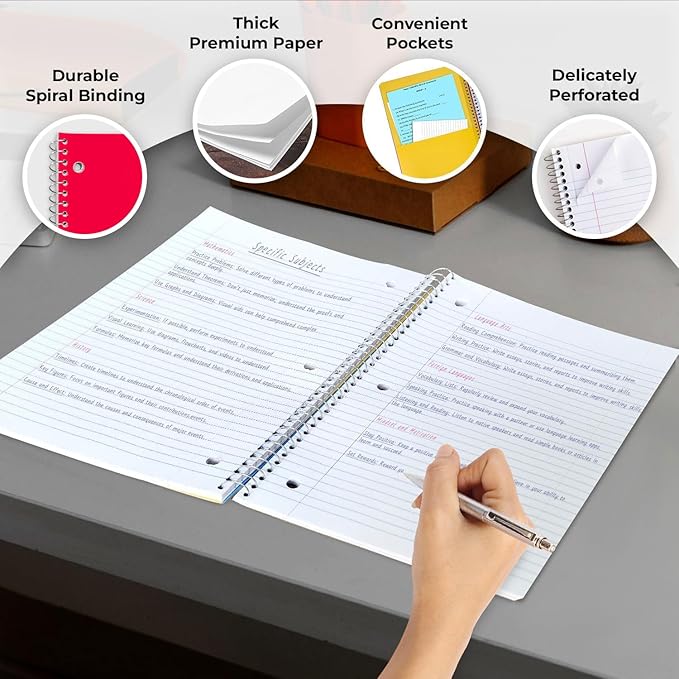 720 Packs (Pallet) 5 Subject Notebooks, Spiral Notebook Bulk, Wide Ruled, Pallet of Notebooks, 150 Sheets (300 pages), 8 x 10-1/2", Bulk Spiral Notebooks for School & Office, 4-7 Days Transit