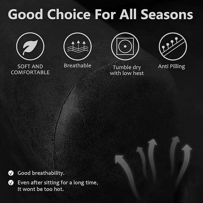 molasofa Loveseat Recliner Slipcover - 6 Pieces Stretch Leather Like Recliner Sofa Cover for 2 Seat Dual Reclining Loveseat Couch Furniture Protector with Elastic Bottom (Black)