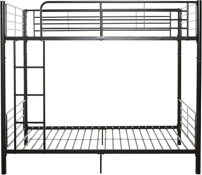 Walker Edison Elodie Urban Industrial Twin over Twin Metal Bunk Bed, Twin over Twin, Black