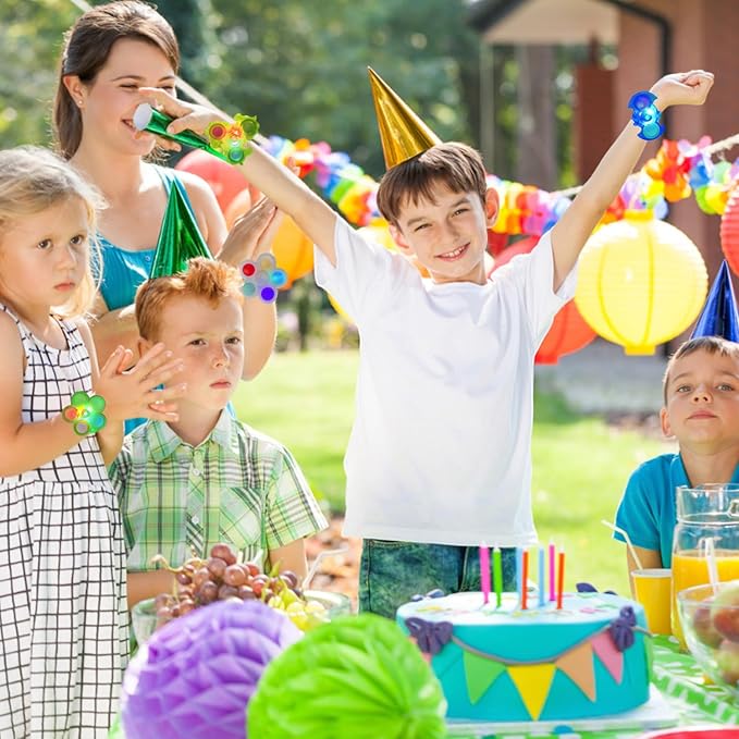 25Pack LED Light Up Fidget Spinner Bracelets, Glow in The Dark Party Favors for Kids 4-8-12, Carnival Prizes, Birthday Return Gifts, Goodie Bag Stuffers