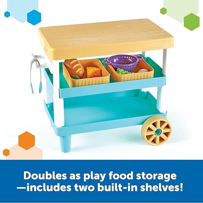 Learning Resources New Sprouts Prep ‘n’ Store Kitchen Island, 11 Pieces, Ages 2+, Play Food for Kids’ Kitchens, Grocery Store Pretend Play, Play Food for Toddlers