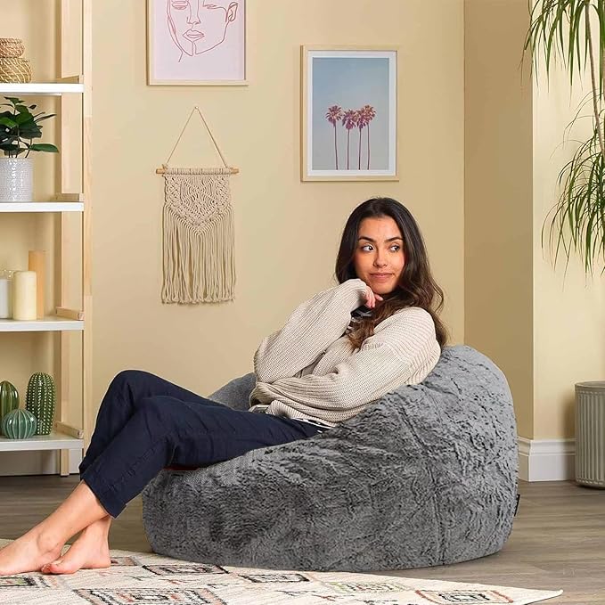 Giant Bean Bag Chair for Adults and Kids Without Filler Cozy Oversized Round Beanbag Chair Cover for Bedroom Stuffing Animal Toys, 7FT, Rose Red