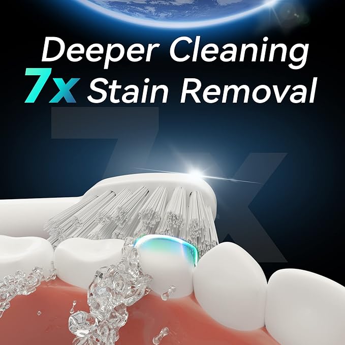 7AM2M Sonic Electric Toothbrush for Adults and Kids- High Power Rechargeable Toothbrushes with 8 Brush Heads,5 Adjustable Modes, Built-in 2-Minute Smart Timer,4 Hours Fast Charge for 30 Days(White)