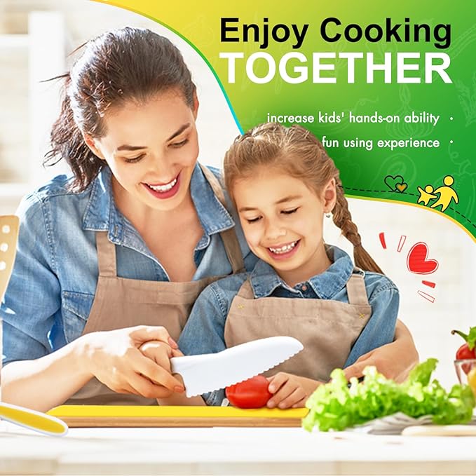 Montessori Toddler Knife Set-4PCS Kids Safe Knives and Cutting Board for Real Cooking Kids Cooking Sets Real Cooking Kitchen Tools Toddler Friendly Kitchen Set