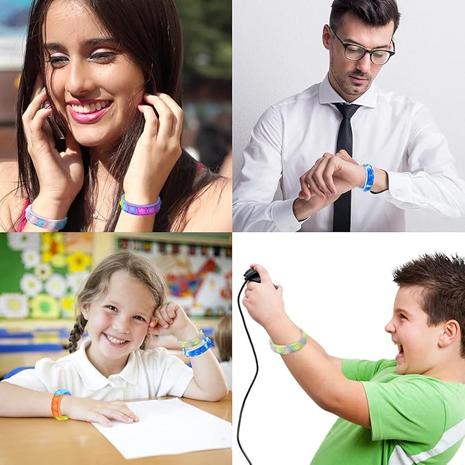 60 Pcs Pop Bracelet Bubble Fidget Sensory Toys for Party Favors, Hand Finger Wristband Bulk for Classroom Prizes, Easter Egg Basket Stuffers Goodie Bag Stuffers Christmas Valentine Gift for Kid