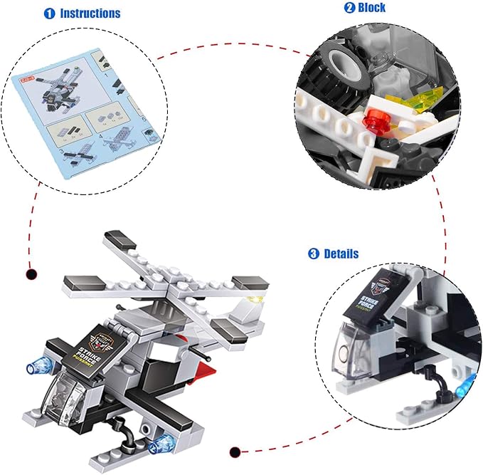825pc Military Aircraft Carrier Fleet Construction Toy - 8-in-1 Naval Battleship Models with Navy Vehicles, Jets & More - Compatible with Lego Bricks - Storage Case Included