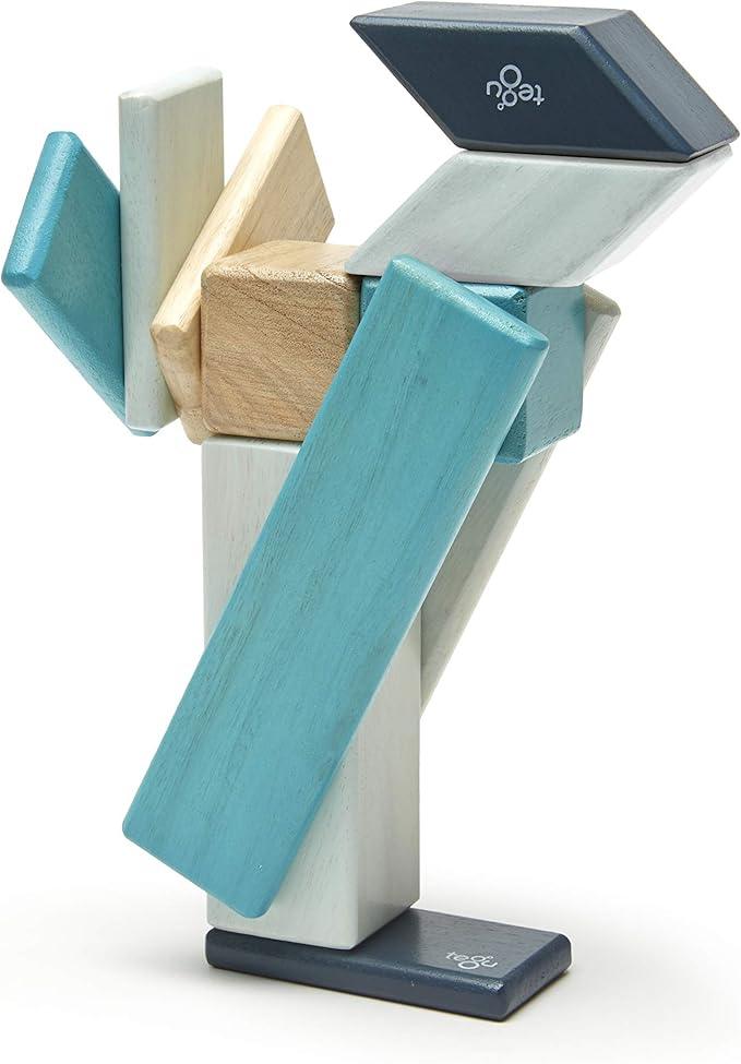 14 Piece Tegu Magnetic Wooden Block Set, Blues