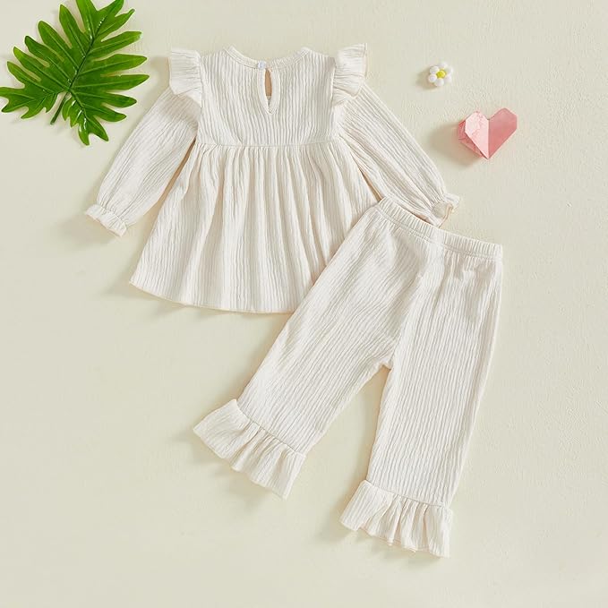 6M-5T Little Girl Clothes Boho Outfit Straps Hearts Shirts Cami Tank Tops Wide Leg Pants Baby Girl Summer Clothes