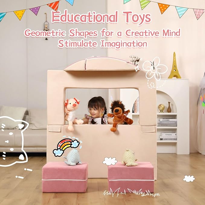 Kids Couch Toddler Couch, Modular Kids Play Couch with Recliner, Imaginative Kids Couch Sofa, Foam Play Couch for Creative Boys & Girls, Playroom Furniture Indoor