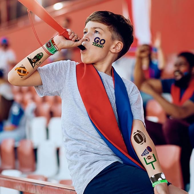 60PCs Football Party Favor Football Silicone Bracelet Football Slap Bracelet Tattoos for Football Sports Themed Birthday Party Decor Goodie Bag Fillers (Football)