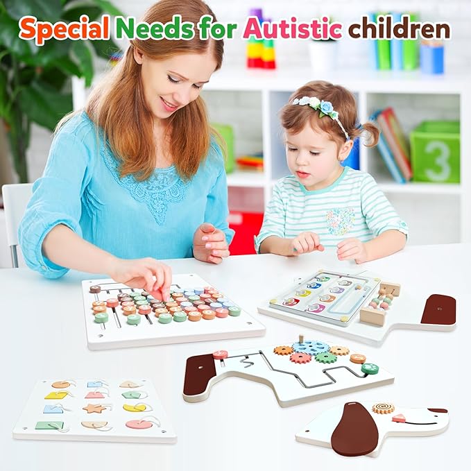 Sensory Board Toys for Kids: Montessori Interactive Educational Panels for Motor Skills - Activity Wall Furniture for Classrooms Daycares Playrooms - Dog Wall Toys for Autism