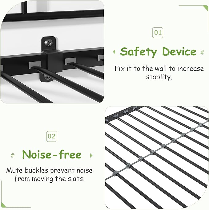 VECELO Twin Over Twin Bunk Bed with Trundle, Convertible Metal Bunkbeds with 2 Ladders and Guardrails, Space Saving, No Box Spring, Black