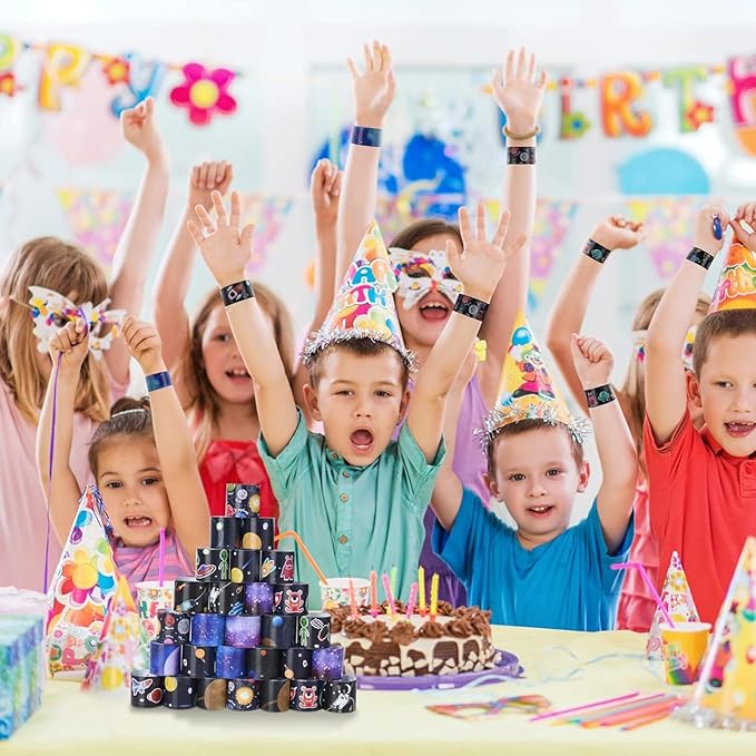 36 Pcs Space Slap Bracelets Party Favors, Wristbands with UFO Astronaut Space Stars Pattern Party Favors Supplies for kids&teens Gifts Teacher Classroom School Favors Prizes