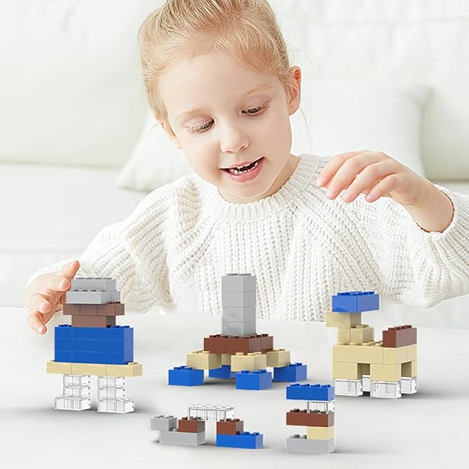 300 Pcs Classic Building Bricks, Brown Bulk Bricks,Compatible with Major Brands Parts and Pieces, Creative Building Block Toys for Boys Girls Ages 6 7 8 9 10 Year Old