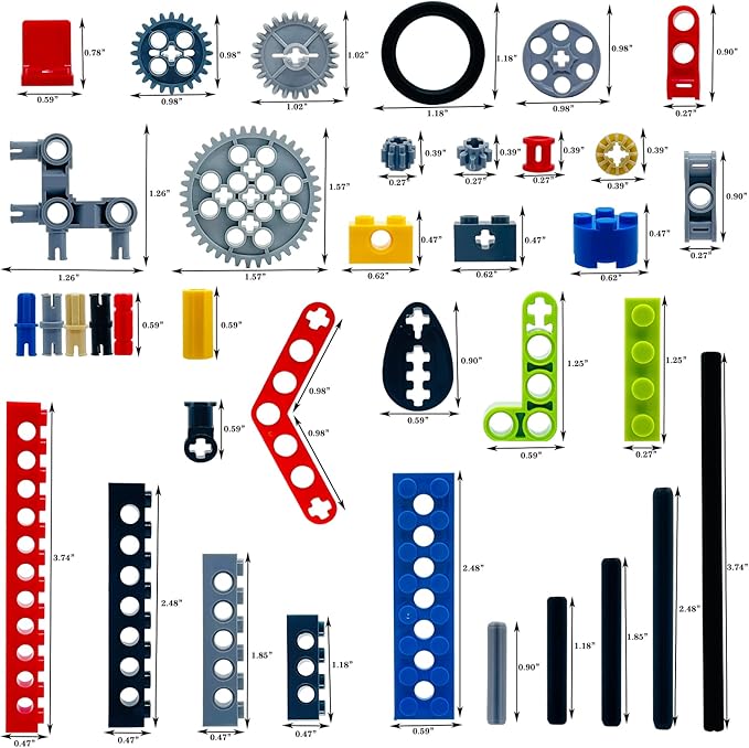 202 Pcs Building Blocks Parts Gear Chain Wheels Connectors Axle, Liftarm, Pins Accessories Brick Sets Toys Tight Fit with Major Brands…
