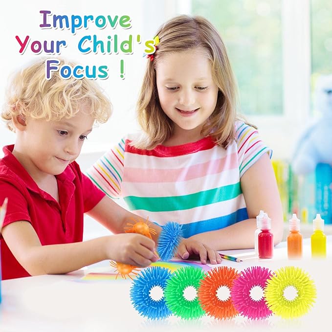 5 Packs Squishy Fidget Soft Bracelets Toys,Silicone Fuzzy Band Sensory Stringy Bracelet for Kids and Adults