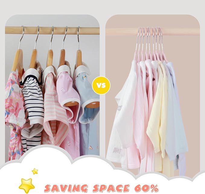Kids Velvet Hangers 30 Pack, 11 Inch Size Non-Slip Baby Hangers, Space-Saving Nursery Hangers, Perfect Infant/Toddler Clothes Hangers for Daily Use(Pink)