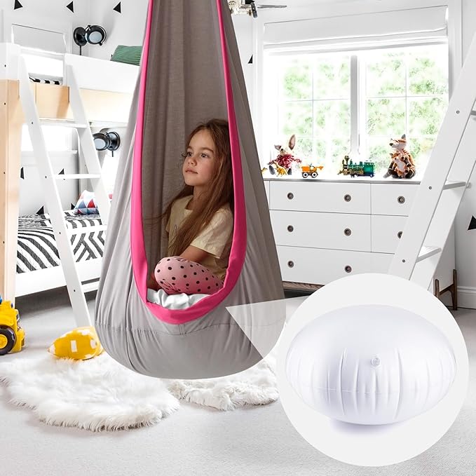 2 PCS Pod Chair Replacement for Kids,Swing Hammock Pod Replacement Cushions, 27.5 Inch Swing Hammock Pod Chair Thickened, PVS Inflatable Cushions (White)