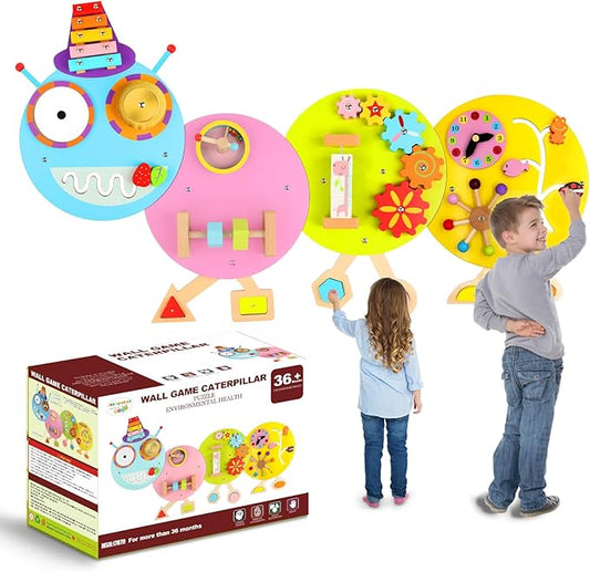Caterpillar Activity Wall Panels for Toddler: Sensory Wall Toy 12 Activities - Wall Mounted Toy Busy Board Decor for Bedrooms Toddler Activity Center Daycares - Montessori Educational Toy for Kids