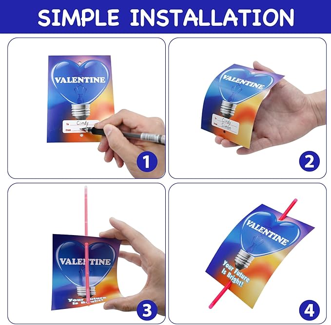 32 Pack Valentines Day Gifts For Kids,Valentines Glow Sticks Bracelets with Valentines Cards Valentines Day Gifts for Kids School Classroom Exchange Valentine's Day Party Favors Supplies