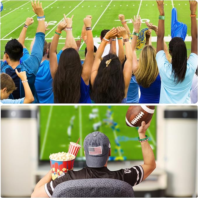 40 Pieces Football Party Favors, Football Silicone Wristbands Football Rubber Bracelets for Football Game Day Teens Birthday Football Theme Party Football Team Awards Presents