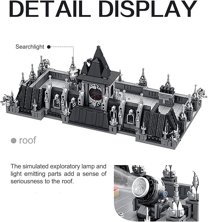 7537 Piece Three Level Madhouse Modular Building Blocks Bricks Set Insane Asylum Hospital Toy Bricks with an LED Lighting