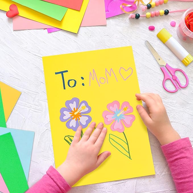 3 otters 200 Sheets Colored Card Stock, 180 GSM 10 Colors Construction Paper for Scrapbook, School Office Supplies