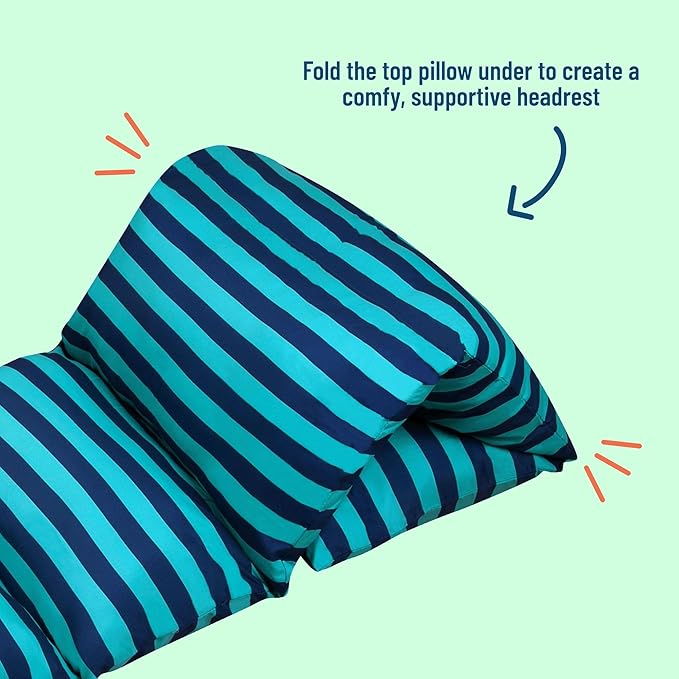 Wildkin Kids Microfiber Floor Lounger for Boys and Girls, Travel-Friendly and Perfect for Sleepovers Pillow Lounger for Kids Requires Standard Size Pillows Not Included (Blue Stripes)