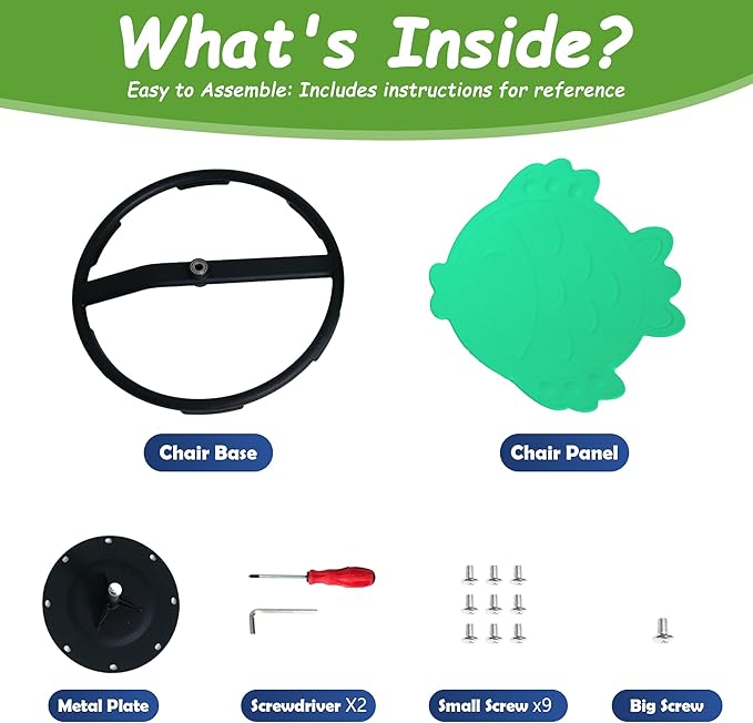 Kids Sensory Swivel Chair - Fish Spinning Chair Seat for Balance, Coordination - Sensory Therapy Stool for Kids with Autism & ADHD - Active Indoor Play Chair for Home & Classroom (Green)