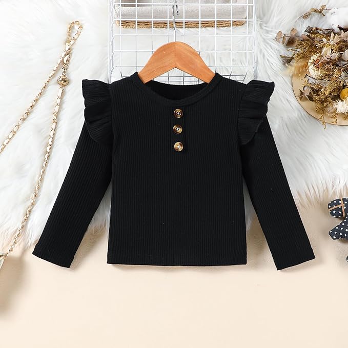 Fernvia Toddler Baby Girl Fall Winter Skirt Set Turtleneck Ribbed Long Sleeve T-Shirt Top & Plaid Skirts Dress 2Pcs Outfits