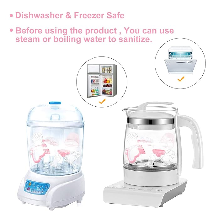 Baby Fruit Feeder with Mini Freezer Tray, Baby Teethers, Breastmilk Popsicle Molds for Baby Teething Relief, Silicone Fresh Food Feeder for Safe Infant Self Feeding (Pig Pink)