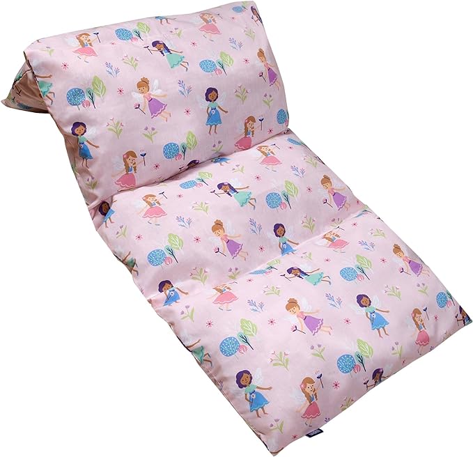 Wildkin Kids Floor Lounger: Ideal for Boys and Girls, Travel-Friendly, Perfect for Sleepovers - Pillow Lounger for Kids, Requires Standard Size Pillows Not Included (Fairy Garden)