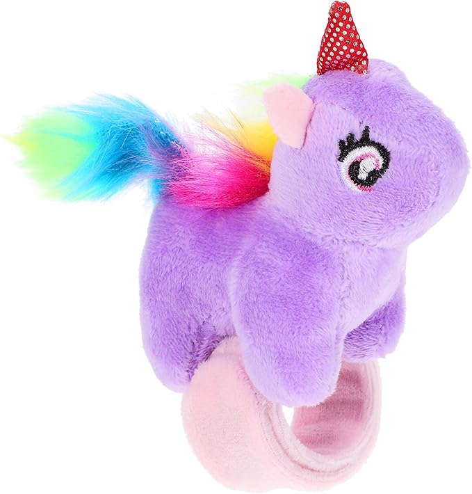 Abaodam Animal Slap Bracelet Unicorn Slap Bracelet Plush Stuffed Animal Hugger Snap Wrist Band for Kids Birthday Party