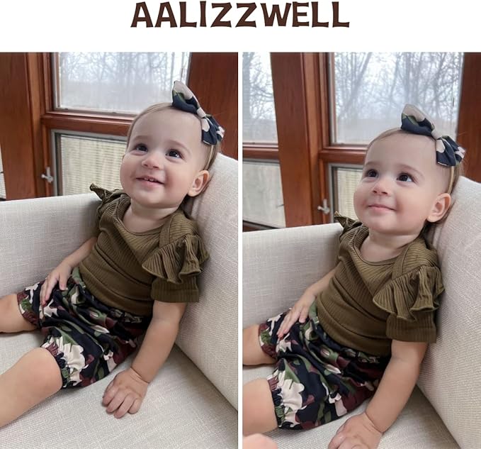 Aalizzwell Baby Girls Ribbed Bodysuit Bloomer Shorts Outfits Summer Clothes