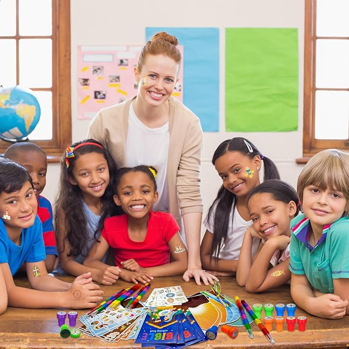 60 Pcs Easter Religious Party Favors,Christian Easter Basket Goodie Bag Stuffers,Easter Coloring Books with Stacking Crayons Bulk, Novelty Prizes DIY Scenes Stickers for Bible School Preschoolers