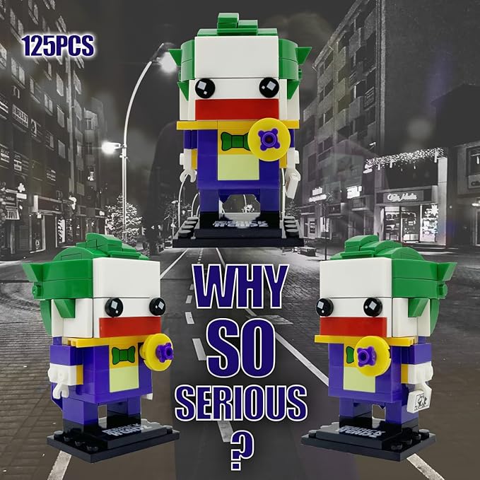 3 Animated Movies Building Figures Compatible with Lego, Comedy Dead Pool - Scheming Joker - Justice Superman Brick Mini Headz, Comic Book Film Character Superheroes Stacking Toy Ideal Gift for Kid
