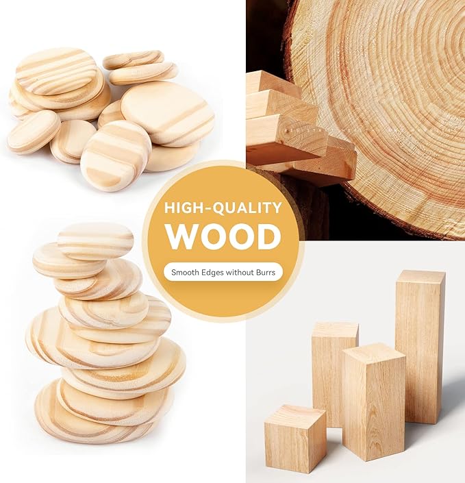 WODI Wooden Logs Stacking Stones 10Pcs Wood Sorting Balancing Rocks Blocks Montessori Educational Toys for Toddler Kids 3 Years Up Developing Skills