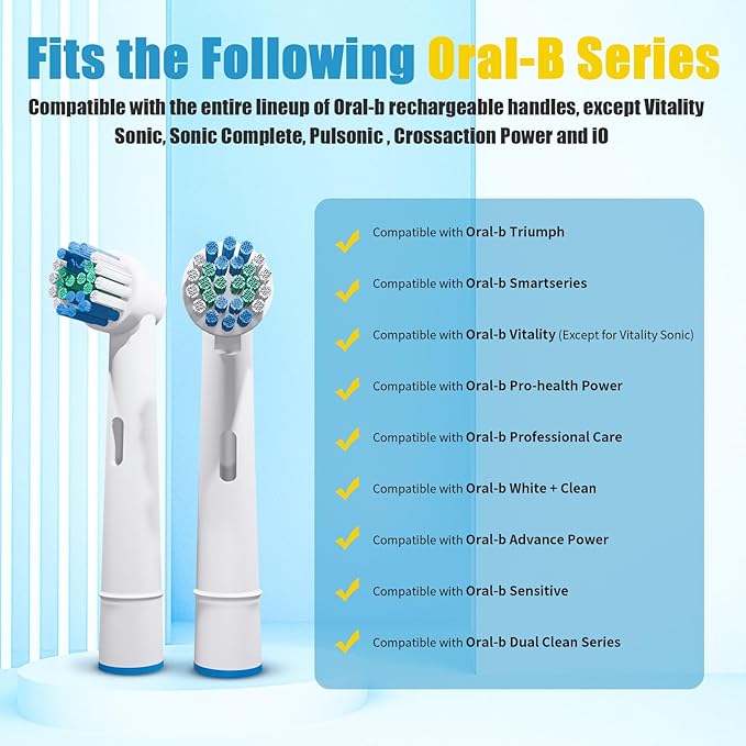 8 Pcs Replacement Toothbrush Heads Compatible with Oral B Braun, Professional Electric Toothbrush Brush Heads Refills for Oral-B Pro 500/750/1000/1500/3000/3757/5000/7000/7500/8000