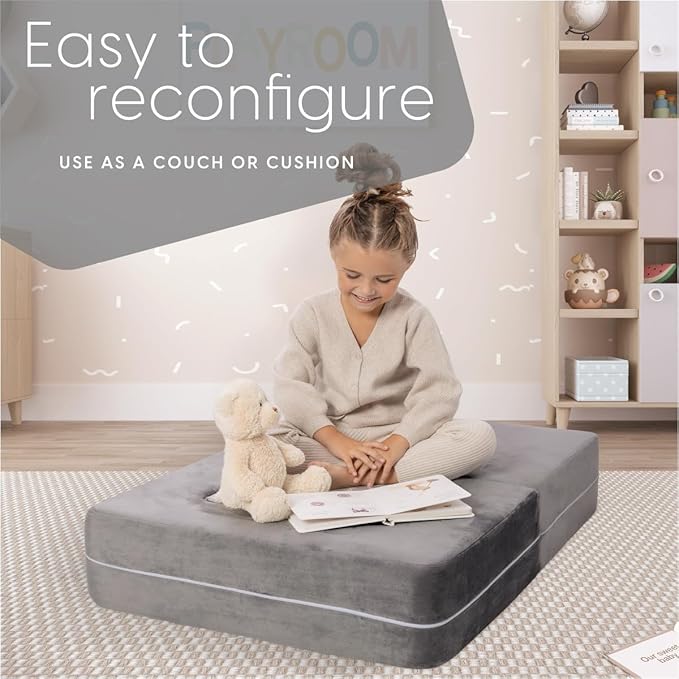 Milliard Kids Couch - Modular Kids Sofa for Toddler and Baby Playroom/Bedroom Furniture (Grey Small)