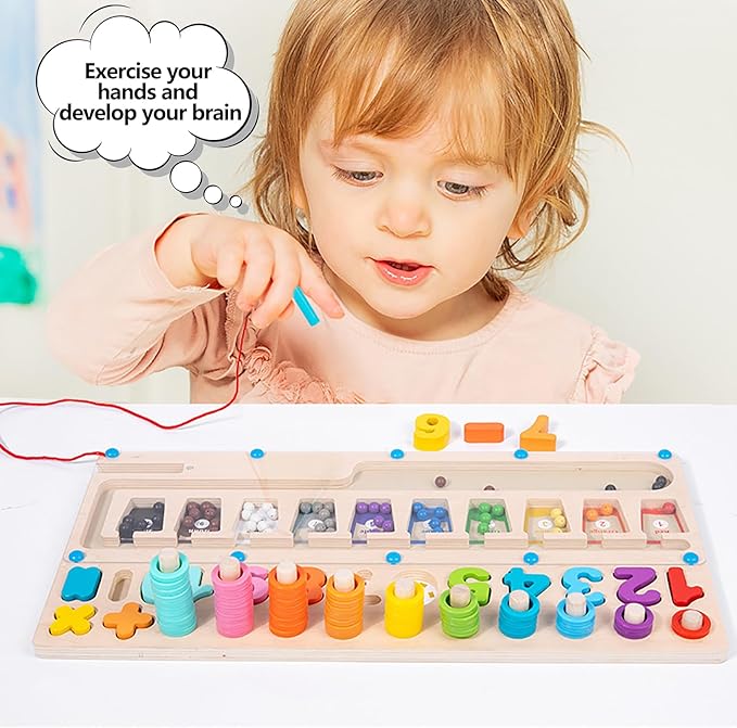3 in 1 Montessori Toys for 3+ Year Old Magnetic Color and Number Sorting Maze Number Wooden Learning Educational Counting Matching Toys Learning Toys 3+ Year Old
