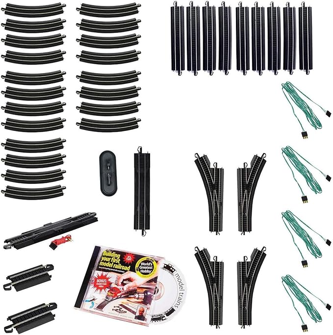 Bachmann Trains Snap-Fit E-Z TRACK WORLD’S GREATEST HOBBY TRACK PACK - Steel Alloy Rail With Black Roadbed - HO Scale , White Medium